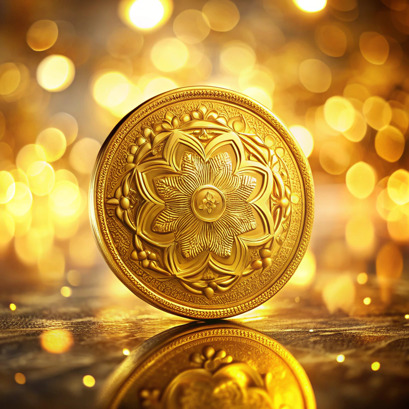 Shiny Gold Coin: Symbols of Prosperity & Luck Shiny Gold Coin: Symbols of Prosperity & Luck