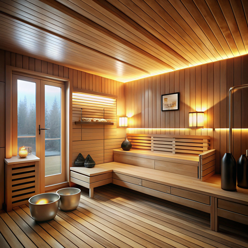 Cozy Finnish Sauna Design for Four People Cozy Finnish Sauna Design for Four People