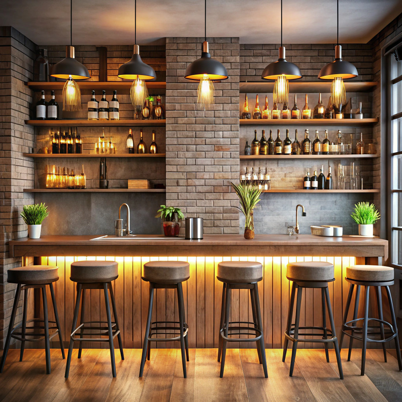 Stylish Bar Counter with Modern Rustic Design