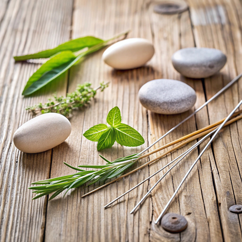 Minimalist Acupuncture Art with Natural Elements