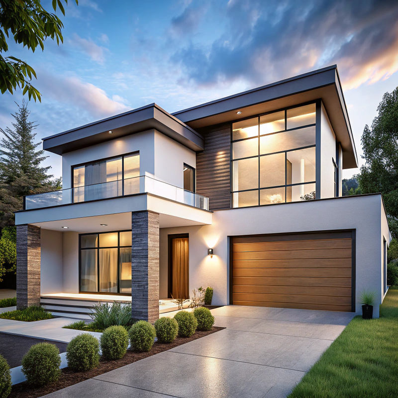 Modern Minimalist Home Design - 55' x 37' Elevation Modern Minimalist Home Design - 55' x 37' Elevation