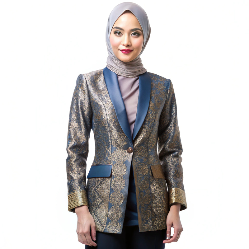 Elegant Kebaya-Inspired Women's Blazer Outerwear Elegant Kebaya-Inspired Women's Blazer Outerwear