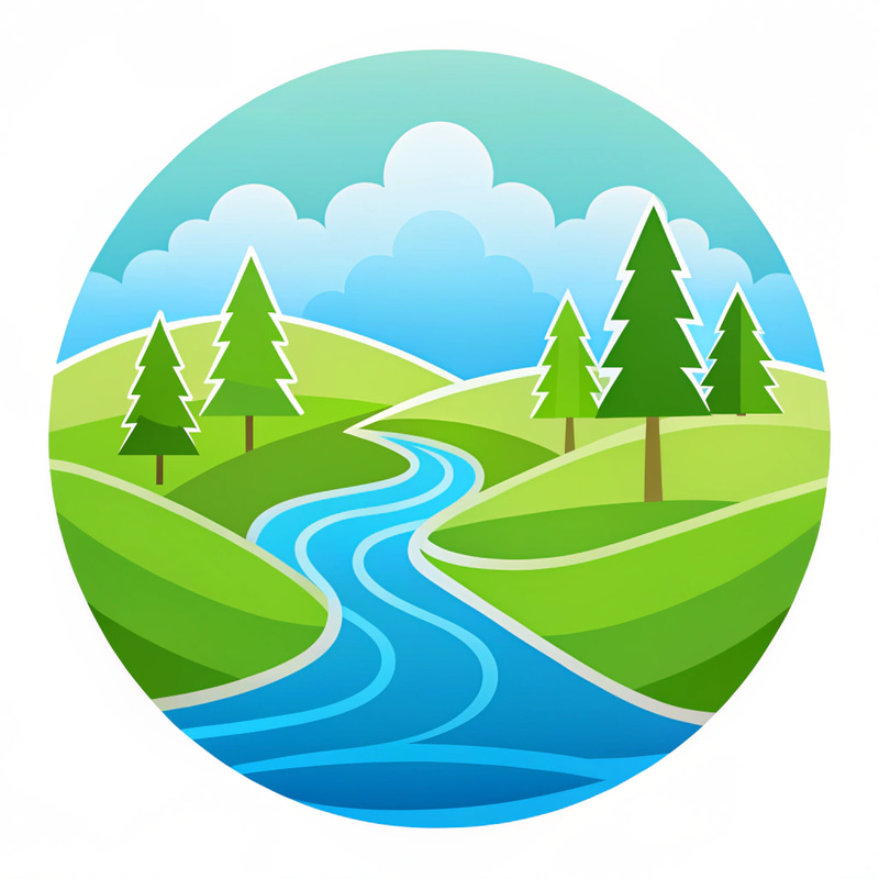 Stylized Watershed Icon Design Stylized Watershed Icon Design