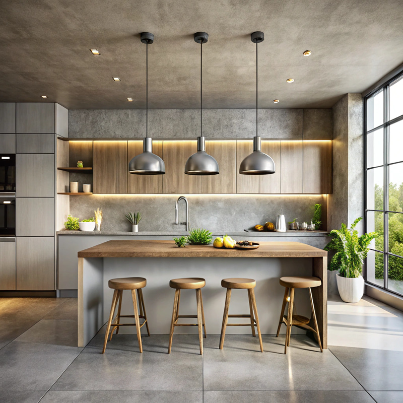 Modern Minimalist Kitchen Design with Polished Cement Modern Minimalist Kitchen Design with Polished Cement