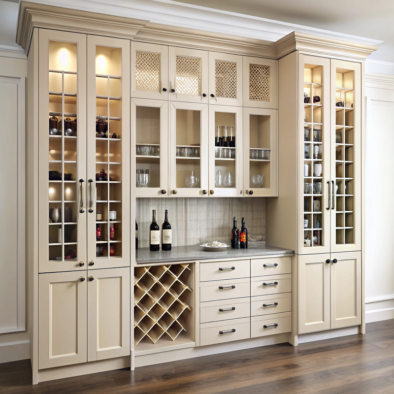 Elegant 3D Pantry Design with Wine Rack