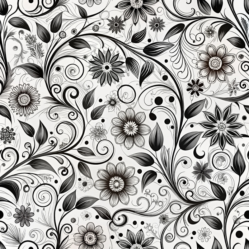 Elegant Black & White Floral Pattern Design Elegant Black & White Floral Pattern Design