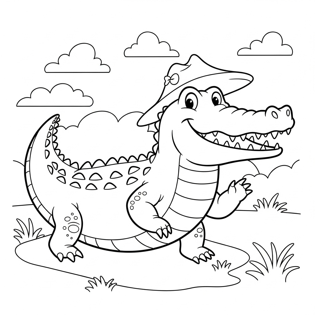 Playful crocodile coloring: classic kids' book illustration | fun ...